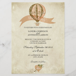 Brölloksinbjudan till Luftballongen vintage Inbjudningar