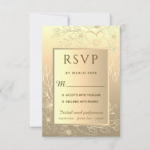 Brölloksinbjudan till Luxys Elegant Gold Foil Blom