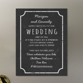 Brölloksinbjudan till Magnetic Rustic Chalkboard