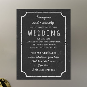 Brölloksinbjudan till Magnetic Rustic Chalkboard