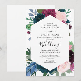 Brölloksinbjudan till  marin Blommigt Inbjudningar