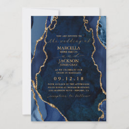 Brölloksinbjudan till marmor och Guld-agat Inbjudningar