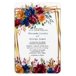 Brölloksinbjudan till marsala Orange Blommigt Guld Magnet