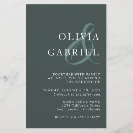 Brölloksinbjudan till minimal snyggt Typografi Flygblad