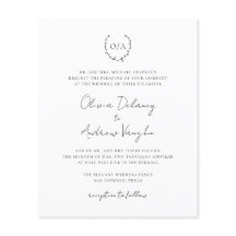 Brölloksinbjudan till Monogram Elegant för utandni