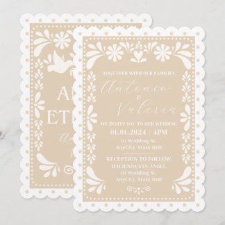 Brölloksinbjudan till Neutralten Papel Picado Mexi Inbjudningar