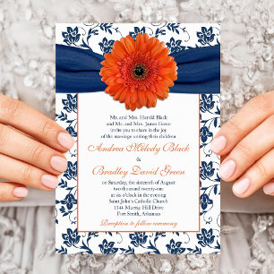 Brölloksinbjudan till orange Gerber Daisy Blommigt Inbjudningar
