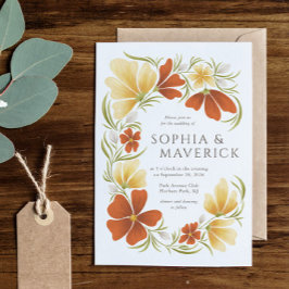 Brölloksinbjudan till orange & Marigold-Blommigt m Inbjudningar