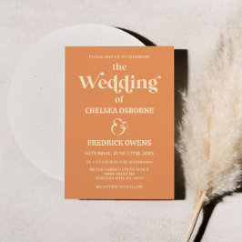 Brölloksinbjudan till Orangen Retro-minimalistisk Inbjudningar