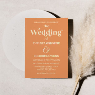 Brölloksinbjudan till Orangen Retro-minimalistisk Inbjudningar