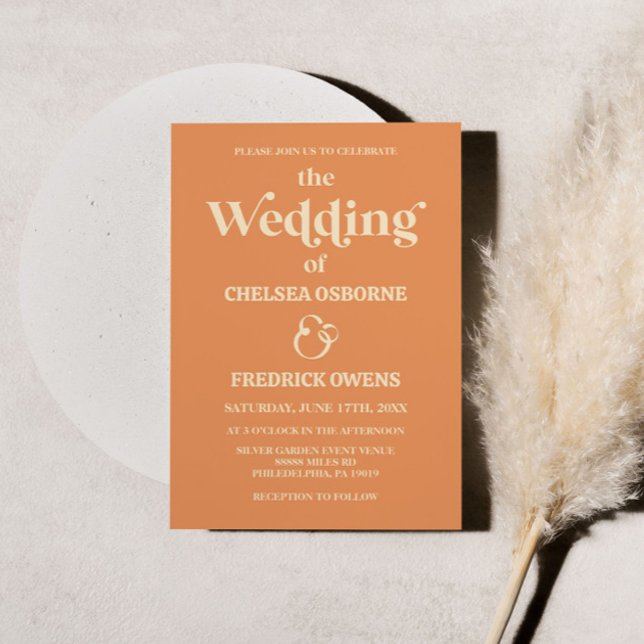 Brölloksinbjudan till Orangen Retro-minimalistisk Inbjudningar (Skapare uppladdad)