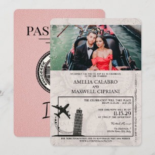 Brölloksinbjudan till pass för rosa Italien Inbjudningar