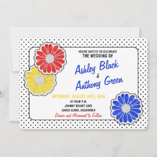 Brölloksinbjudan till pop Art Daisy Polka Dot Avsl Inbjudningar