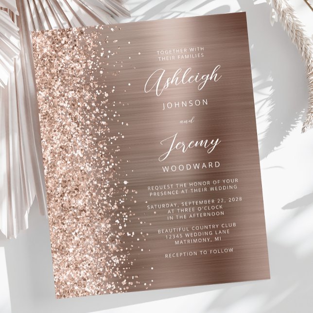 Brölloksinbjudan till Ro Guld Glam Glitter (Skapare uppladdad)