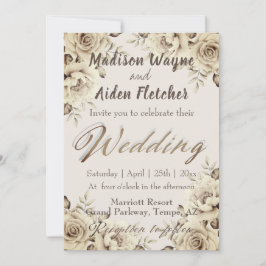 Brölloksinbjudan till Romantic White Rustic Ro Inbjudningar