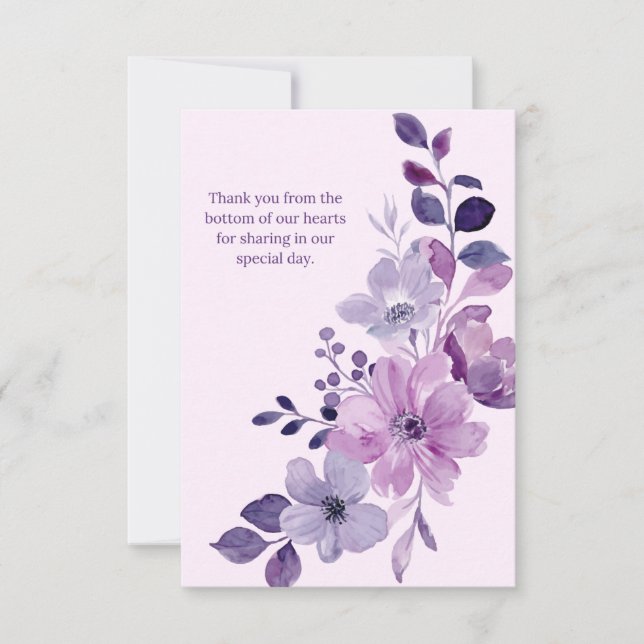 Brölloksinbjudan till Romantisk Rosa och Lila Blom Inbjudningar (Framsida)