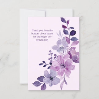 Brölloksinbjudan till Romantisk Rosa och Lila Blom Inbjudningar