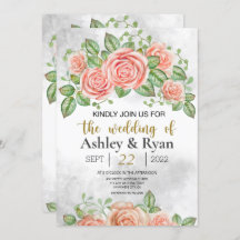 Brölloksinbjudan till  Rosa Blommigt 