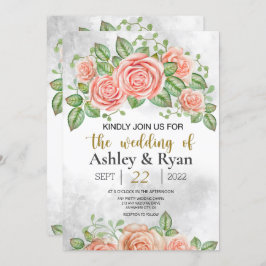 Brölloksinbjudan till  Rosa Blommigt 