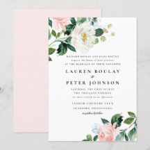 Brölloksinbjudan till  Rosa Blommigt 