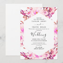 Brölloksinbjudan till  Rosa Blommigt  Inbjudningar