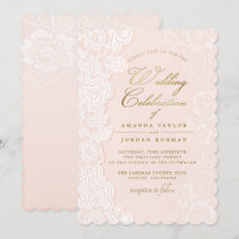 Brölloksinbjudan till  Rosa Blommigt Snöre