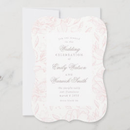 Brölloksinbjudan till rosa Elegant Hand plockade B Inbjudningar
