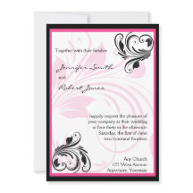 Brölloksinbjudan till Rosa i svartvitt och Mörk Bl