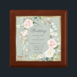 Brölloksinbjudan till Sage Grönt  Elegant Blommigt Minnesask<br><div class="desc">Luxuriös guld putsade grönten,  rosa  blommor. Ett så perfekt sätt att bevara din vackra bröllopsinbjudan. "Bröllop" är i ett fantastiskt skript. Det har varit trevligt att skapa den här designen åt dig. Zazzle garanterar 100 % kundservice och kundtillfredsställelse. Perfekten vill ha en dusch eller en bröllop-gåva.</div>