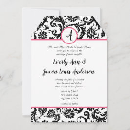 Brölloksinbjudan till shock rosa- och svartvinnare inbjudningar