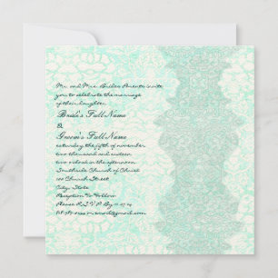 Brölloksinbjudan till Square Aqua Vintage Damask-b Inbjudningar