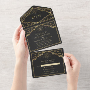 Brölloksinbjudan till Tarot Card-bröllopet i Elega