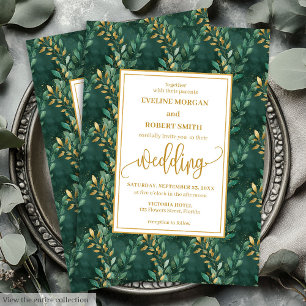 Brölloksinbjudan till tidslös Emerald Grönt Guld L Inbjudningar