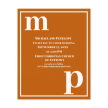 Brölloksinbjudan till Trendig Monogram Burnt Orang
