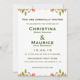 Brölloksinbjudan till vår blommor Gult Grönt 