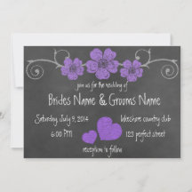 Brölloksinbjudan till vild Lila Ro Chalkboard
