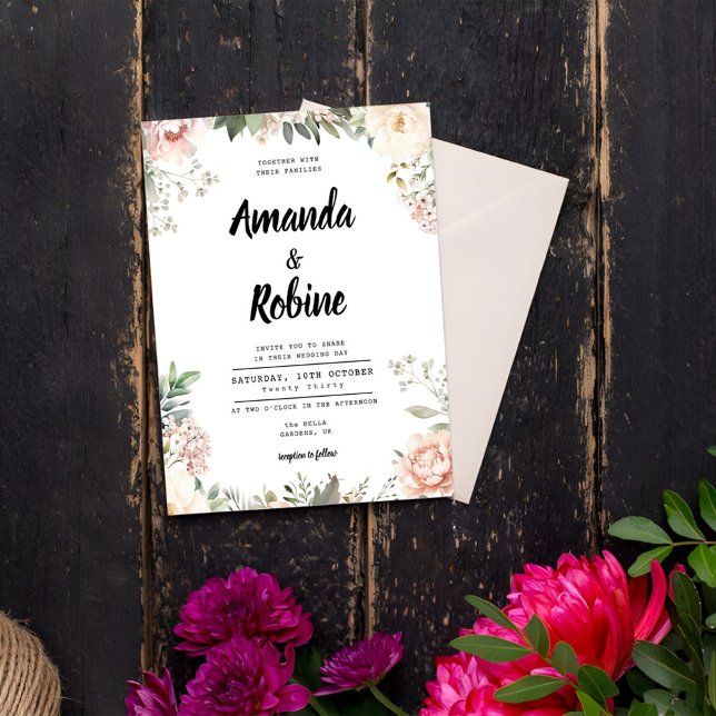 Brölloksinbjudan till  Vintage Garden Blommigt-brö Inbjudningar (Skapare uppladdad)