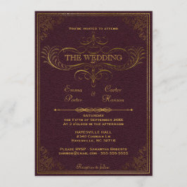 Brölloksinbjudan till vintage Leather Bok Inbjudningar