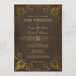 Brölloksinbjudan till vintage Leather Bok Inbjudningar