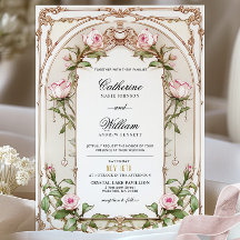 Brölloksinbjudan till Vintagen elegant Blommigt
