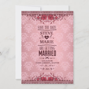 Brölloksinbjudan till vintagens Blommigt Damask-br Inbjudningar