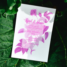 Brölloksinbjudan till Vita och Shock rosa Ro Inbjudningar