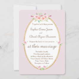 Brölloksinbjudan till Watercolor Vår Blommigt Guld Inbjudningar