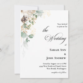 Brölloksinbjudan till Winter Guld Blommigt Inbjudningar