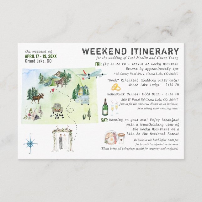 Bröllomshelg i Colorado Resplaneringskort Tilläggskort (Framsida)