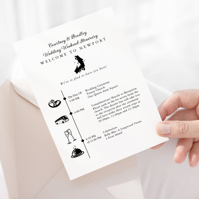 Bröllomshelgens Itinerary Tidslinje Newport RI Tilläggskort (Skapare uppladdad)
