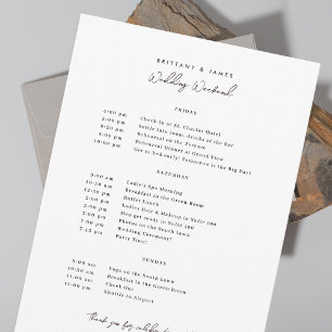 Bröllomshelgens Itinerary V2 Inbjudningar