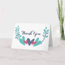 Bröllömskort för tack med hjärtan och vinrankor kort