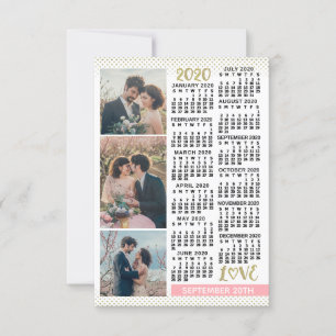 Bröllop 2020 Calendar Rosa Guld 3 Foton Spara Datumet