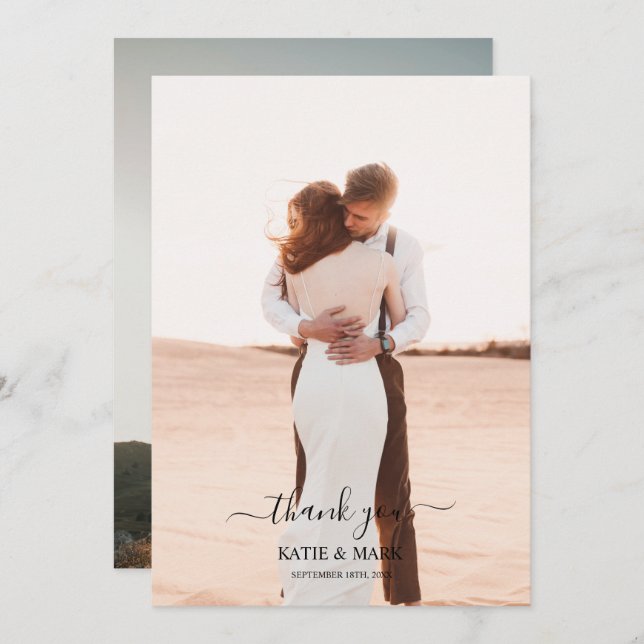 Bröllop 2 Photo Kärlek-skript Bröllop Tack (Fram/baksida)